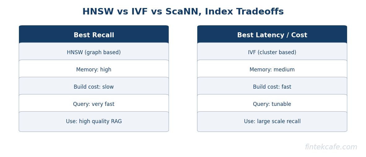 Hnsw vs ivf vs scann tradeoffs