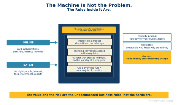 Why Banks Still Run Mainframes, and What Replacing One Actually Costs